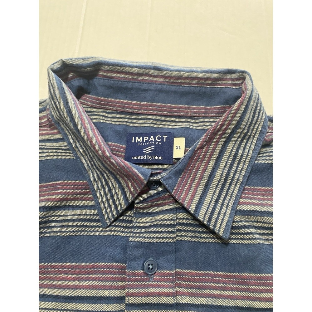 United By Blue Impact Collection Mens XL Striped Long Sleeve Button Down‎ Shirt - Picture 2 of 7